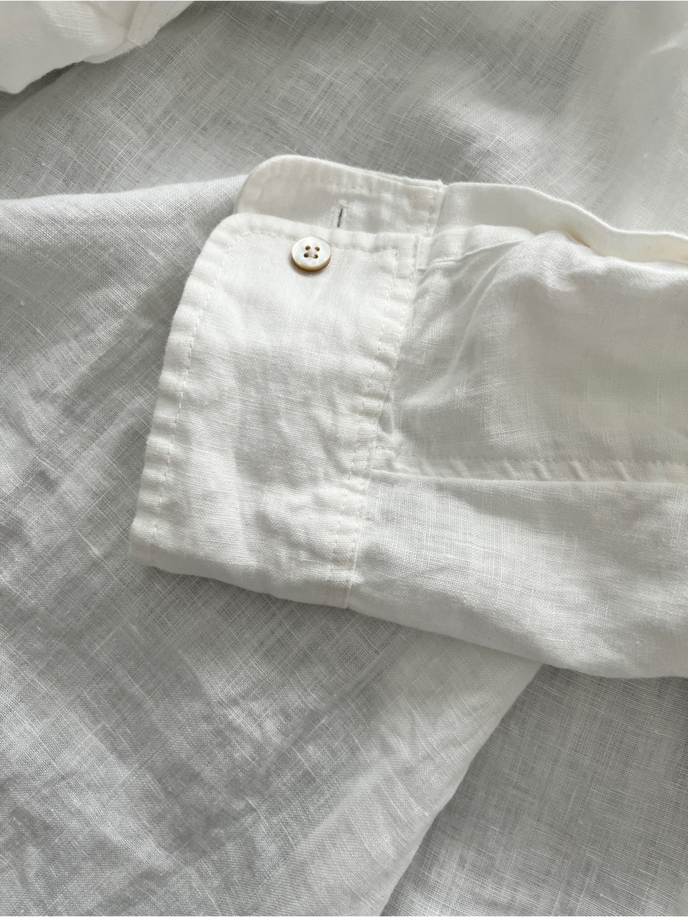 Soft Surroundings White Cotton Linen Button-Front Big Shirt (M) - Picture 8 of 11